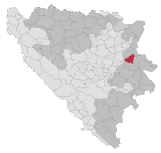 Lage der Gemeinde Vlasenica in Bosnien und Herzegowina (anklickbare Karte)