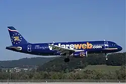 Ein Airbus A320-200 der Volare Airlines