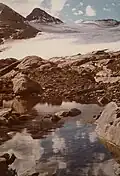 Der Gletscher im September 1973, gesehen von leicht nördlich der damals zukünftigen Gondelbahnstation