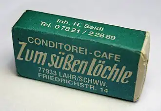 Würfelzucker mit Aufdruck „H.&nbsp;Seidl“