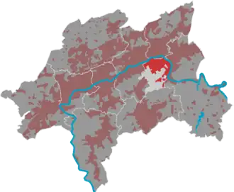 Lage des Bezirks Heckinghausen in Wuppertal