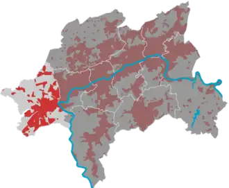 Lage des Bezirks Vohwinkel in Wuppertal