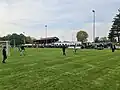 WKB Tribüne rechts davon mit neuen Gastumkleidekabinen