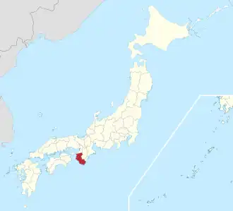 Lage der Präfektur Wakayama in Japan