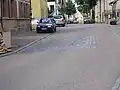 Pflastermarkierung auf der Hauptstraße
