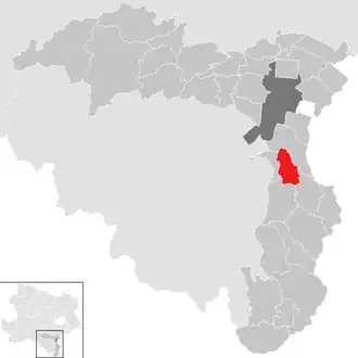 Lage der Gemeinde Walpersbach im Bezirk Wiener Neustadt (anklickbare Karte)