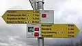Wegweiser mit Symbol zum Wanderweg ’s Äpple