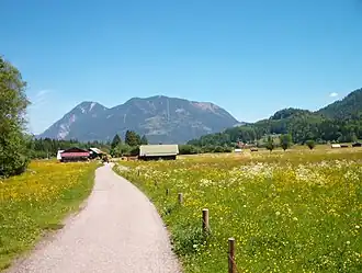 Blick aus dem Loisachtal auf den Wank