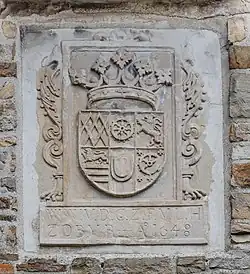 Wappen des Wilhelm Wirich von Daun-Falkenstein an Schloss Broich, 1648