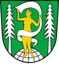 „Nackte goldene Frau auf silberner Weltkugel“ (Böhlen/Thüringer Wald)