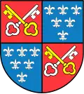 Wappen des „Landes Berchtesgaden“ ab 17.&nbsp;Jahrhundert bis 1803, dem die Fürstpröpste jeweils ihr Wappen als Mittelschild anfügten.