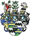 Wappen der rheinländischen Freiherren von Francken-Sierstorpff (1738) im Wappenbuch des Westfälischen Adels