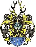 Wappenvarainte derer von Gladebeck im Wappenbuch des Westfälischen Adels, mit Gegenhermelin im unteren blauen Feld