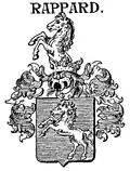Wappenalternative derer von Rappard mit blauem Schild (um 1900) in Siebmachers Wappenbuch.