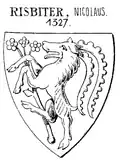 Siegel des Nicolaus Risbiter von 1327 in Siebmachers Wappenbuch