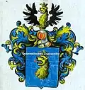 Wappens der Schrader (von Schlierstedt/ Schrader II) von 1736 im Österreichischen Staatsarchiv