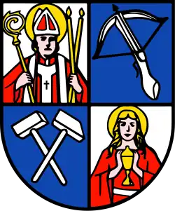 Blasius mit zwei Kerzen und Maria Magdalena mit Salbgefäß