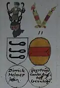 Wappen des Dirk Jansz Helmer und der Geertruijd Gerardsdr van den Anxter
