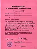 Rote Waffenbesitzkarte