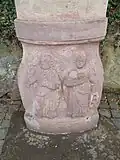 Detail Sockel: hl. Katharina mit Rad, Figur an ihrer Seite: Josef (?)