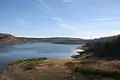 Blick vom Staudamm über die Wehebachtalsperre
