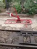 Handstell­ein­rich­tung ei­ner Wei­che im Bahn­hof Pal­ma, Gleis nach Sóller