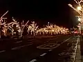 Ein Teil der alljährlichen Weihnachtsbeleuchtung in der Straße Unter den Linden in Berlin, Dezember 2009.