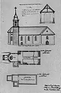 Grundriss der mittelalterlichen Kirche und Salzmanns Pläne