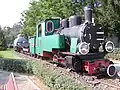 Erhaltene Lokomotive T49-114 für 600 mm Spurweite mit späterem Kessel im Schmalspurbahnmuseum Wenecja