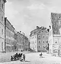 An der Westenriederstraße 7 (vorletztes Haus links) befand sich von 1826 bis 1887 die Métivier-Synagoge
