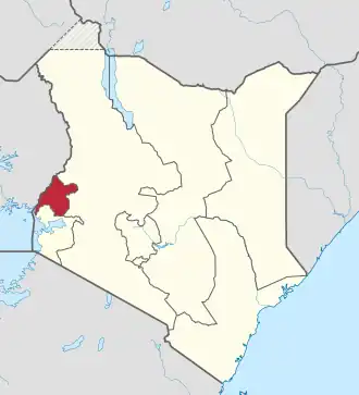 Anklickbare Karte mit Hervorhebung der Provinz Western in Kenia