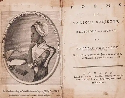 Poems on Various Subjects, Religious and Moral, Frontispiz der Erstausgabe