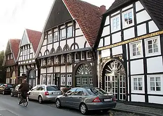 Wiedenbrück, Fachwerk-Dielenhäuser in der Langen Straße