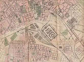 Areal des Süd- und Ostbahnhofs inkl. Arsenaltunnel um 1900
