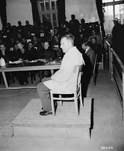 Wilhelm Wagner während seiner Aussage im Dachau-Hauptprozess am 30.&nbsp;November 1945