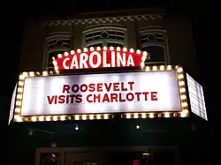 Willkommensschild für den Präsidenten Roosevelt