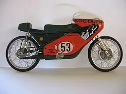 Modell des Weltmeistermotorrads 1971 von Jan de Vries
