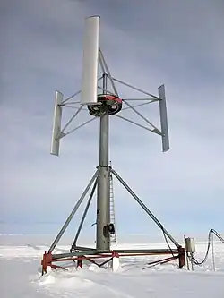 Darrieus-Rotor in „H“-Form, dreiflügelig