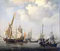 Yachten der Generalstaaten und andere Schiffe vor Anker in einer Flaute, um 1700, Rijksmuseum Amsterdam