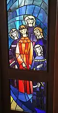 Bleifenster (Detail) in der Tür zwischen Vor- und Kirchenraum