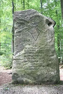 Wolfsstein von 1969 als Erinnerung an die Erlegung des letzten Wolfs im Jahr 1847