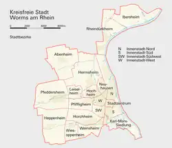 Die 19 Stadtteile von Worms