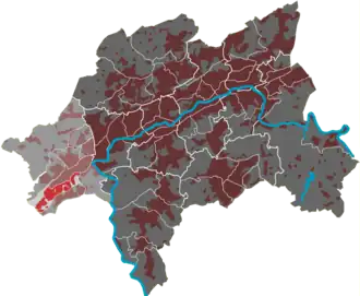Lage des Quartiers Westring im Stadtbezirk Vohwinkel