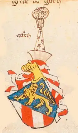 Wappen der Albertiner Linie, Grafen von Görz, im Ingeram-Codex, 1459