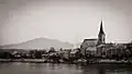 Ybbs im Winter, Ötscher im Hintergrund