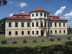 Schloss Prichowitz im Besitz der Familie Stelzer, errichtet 1718/19 vom Baumeister Jakub Auguston (1668–1735)