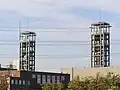 Turmgerüste der Schächte 1 und 2 von Süden