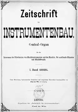 Titelblatt der ersten Ausgabe der Zeitschrift für Instrumentenbau