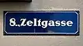 Straßenschild „Zeltgasse“