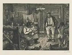 Heinrich Zille: Der späte Schlafbursche, Radierung&nbsp;(1902)